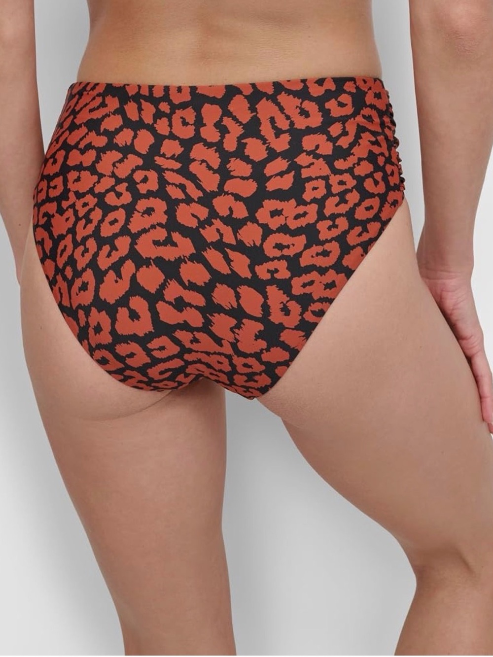 DKNY Women’s High-Waist Side-Shirred  Bikini Bottoms Bold Cheetah Size L - Picture 3 of 3